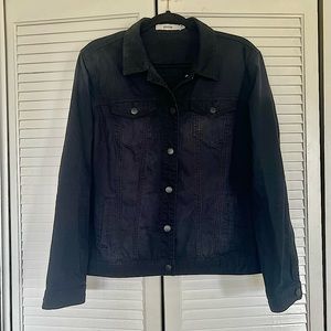 Distressed Black Denim Jacket, M
